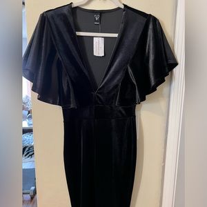 Black velvet bodysuit/jumpsuit  skinny leg